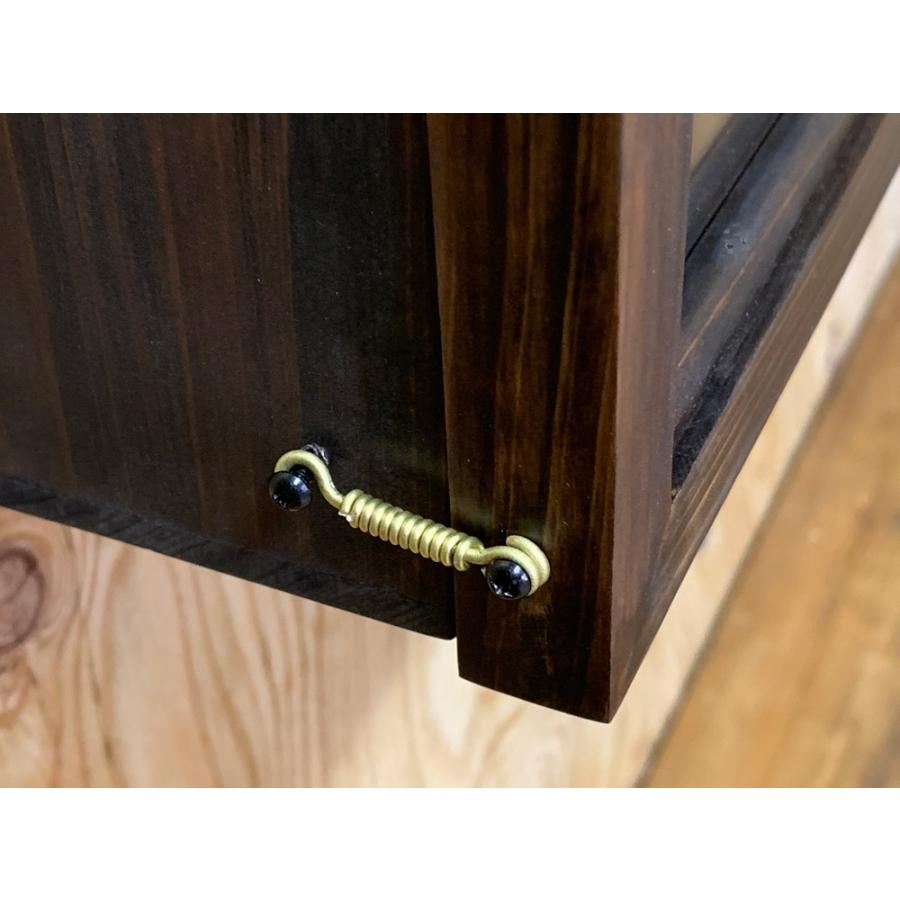 ディスプレイケース 上開き 透明ガラス扉 ダークブラウン 50×13×19cm