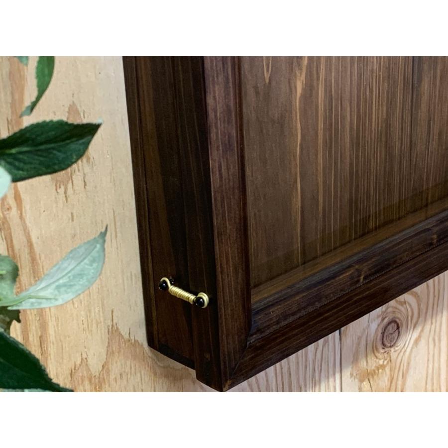 アクセサリーケース U字フックつき 透明ガラス扉 55×6×35cm ダーク