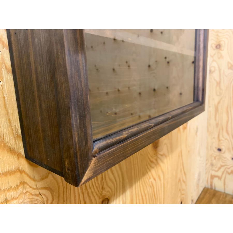 ディスプレイケース 透明ガラス扉 ダークブラウン 40×10×27cm 棚付き