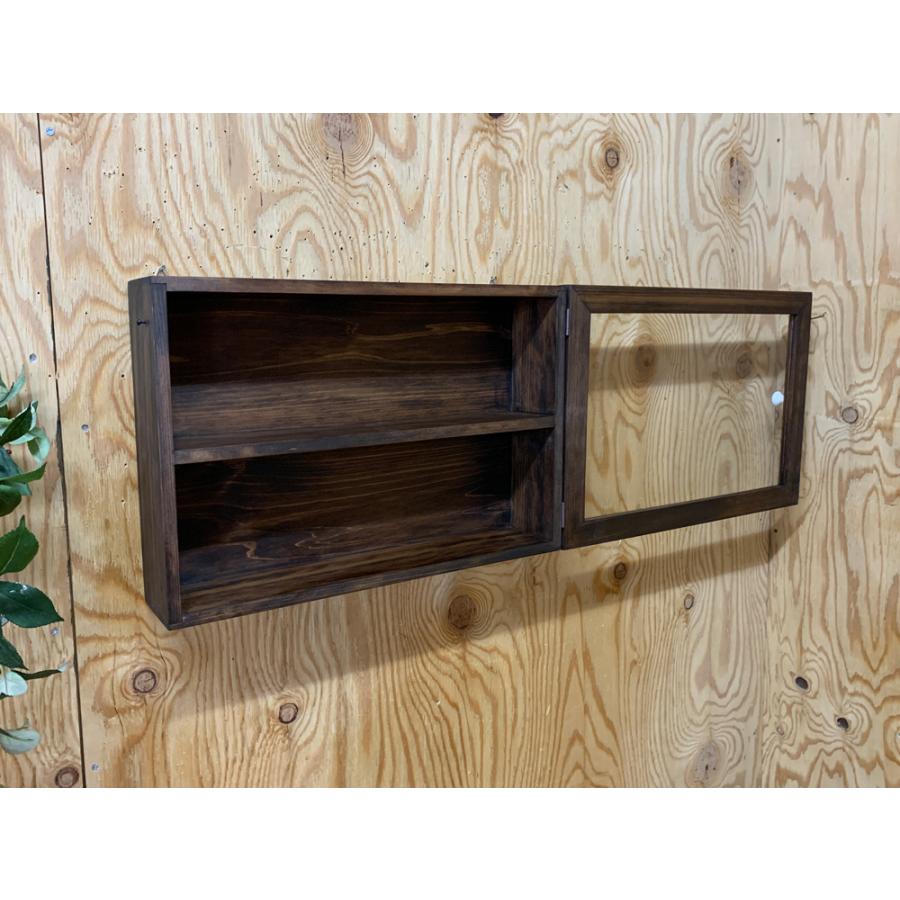 ディスプレイケース 透明ガラス扉 ダークブラウン 40×10×27cm 棚付き