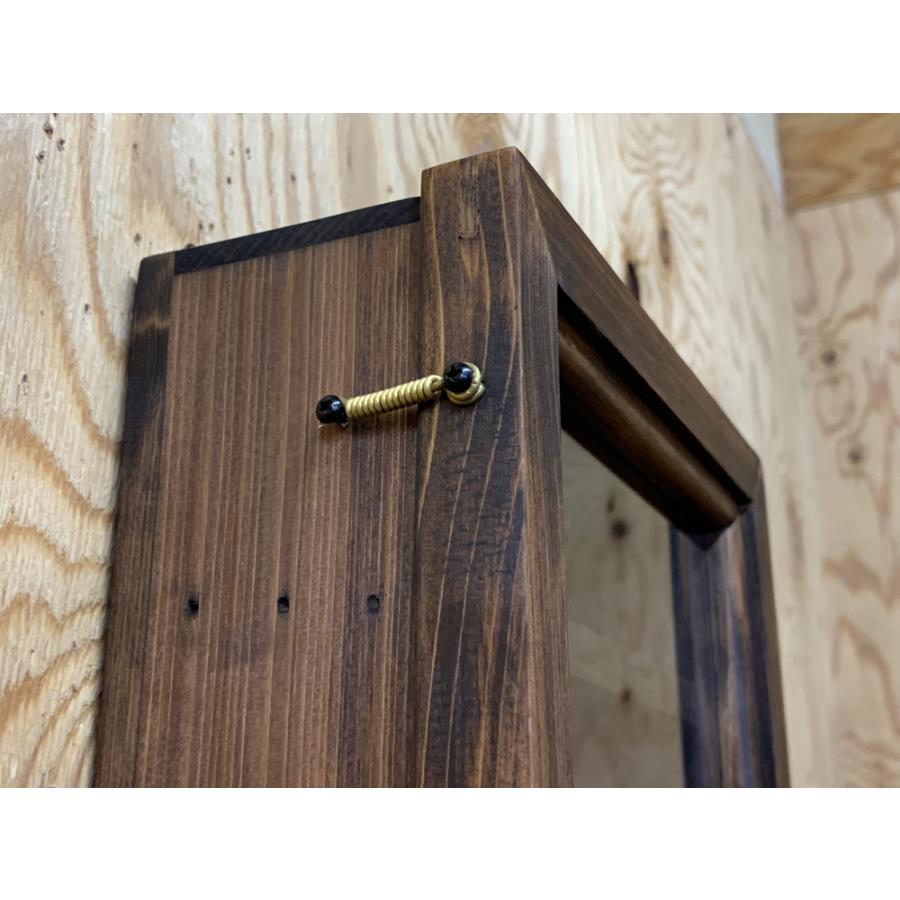 メガネ収納ケース ダークブラウン 19.5×8.5×55cm 透明ガラス 壁掛け