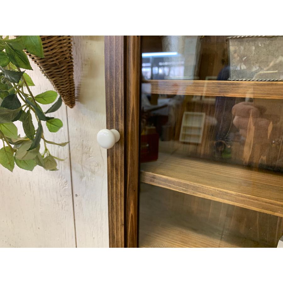 コレクションケース 透明ガラス扉 ダークブラウン 32×10×46cm 棚付き