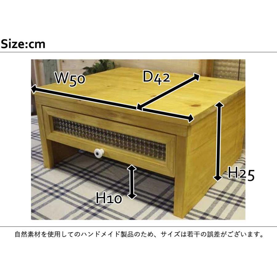 ノートパソコンラック クロスガラス 引出しつき 奥行きタップリ ナチュラル 50×42×25cm 木製 ひのき ハンドメイド 受注製作_1