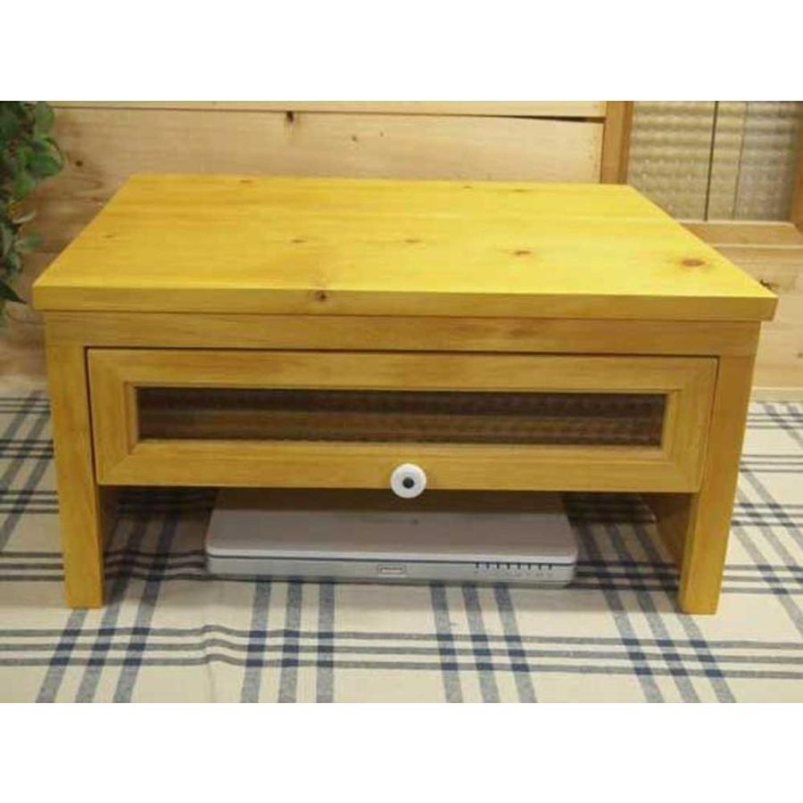 ノートパソコンラック クロスガラス 引出しつき 奥行きタップリ ナチュラル 50×42×25cm 木製 ひのき ハンドメイド 受注製作_3