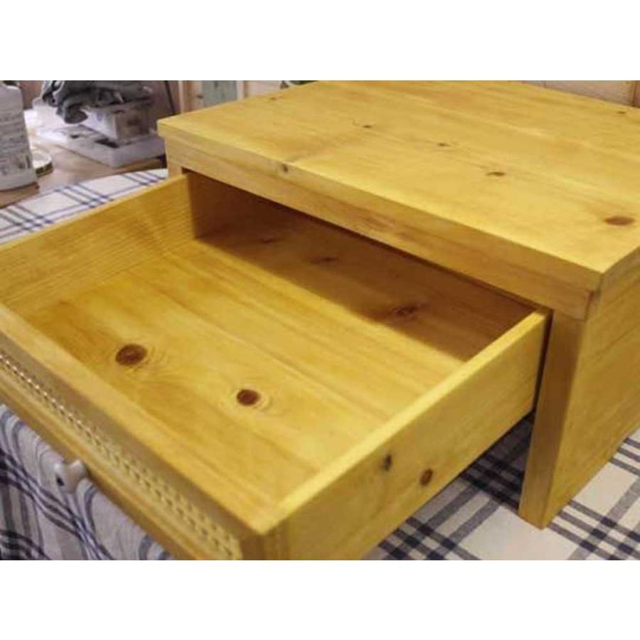 ノートパソコンラック クロスガラス 引出しつき 奥行きタップリ ナチュラル 50×42×25cm 木製 ひのき ハンドメイド 受注製作_4