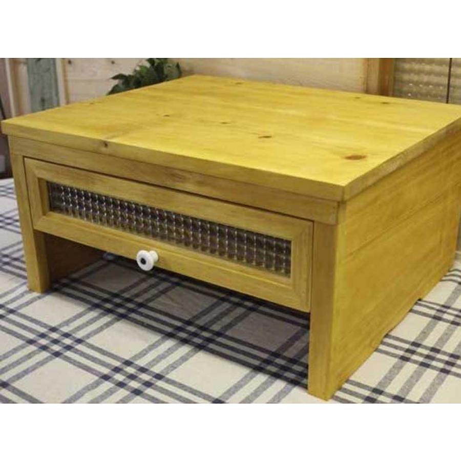 ノートパソコンラック クロスガラス 引出しつき 奥行きタップリ ナチュラル 50×42×25cm 木製 ひのき ハンドメイド 受注製作_6