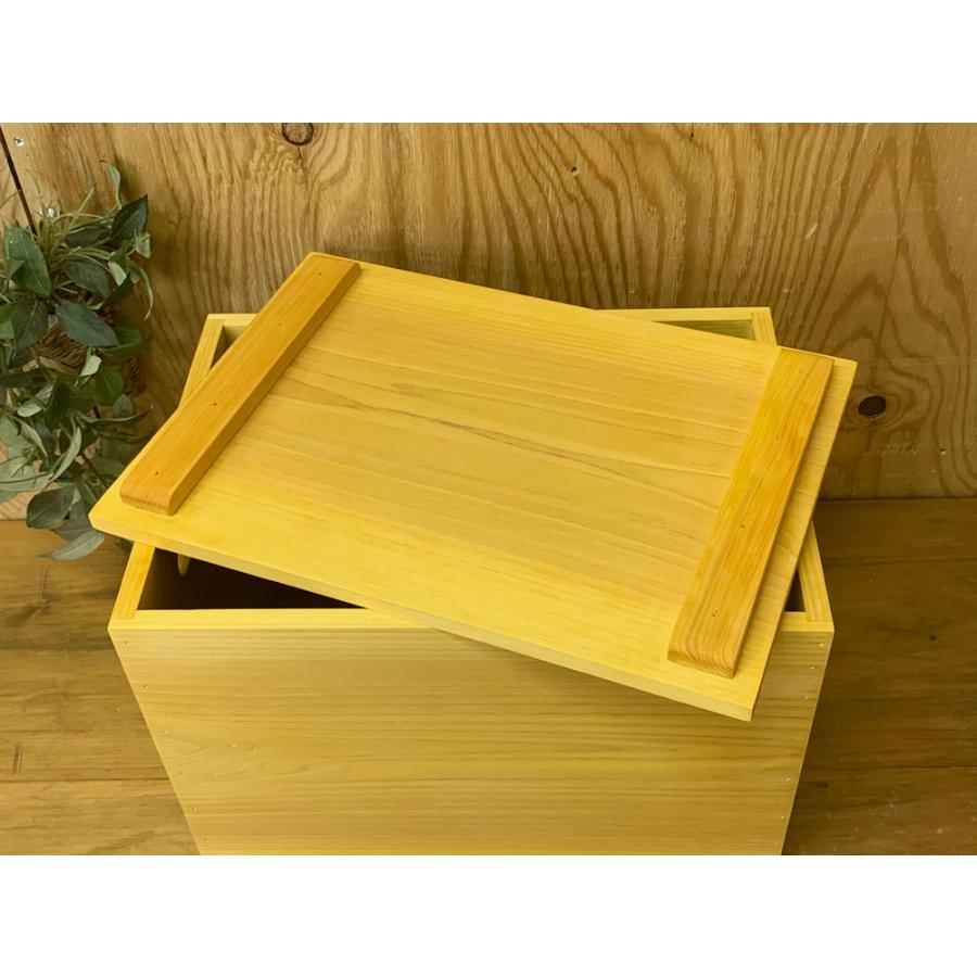 ウッドボックス 収納箱 木箱 二方桟蓋つき カントリー 35×25×25cm ナチュラル 木製 ひのき ハンドメイド 受注製作 :mcn