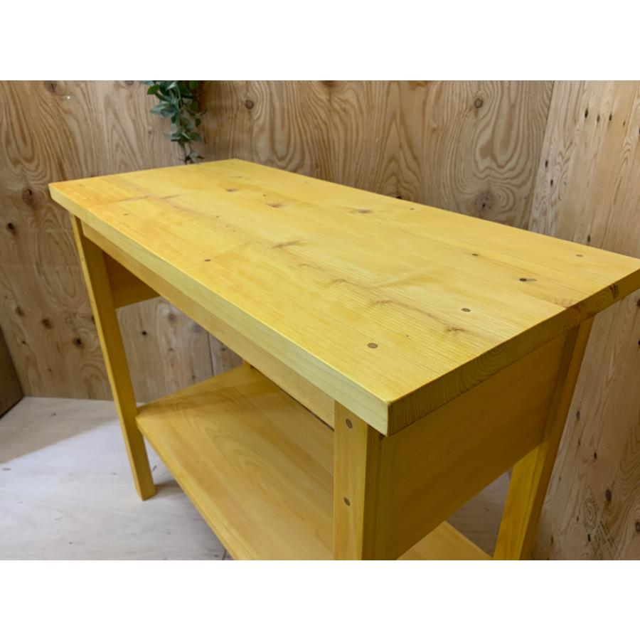 カウンターテーブル 下棚あり 95×43×83cm ナチュラル 作業台 ヒノキ