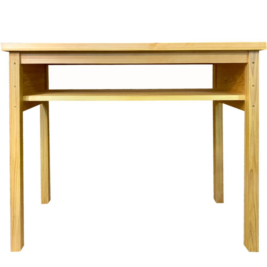 カウンターテーブル バーテーブル ナチュラル 95×43×83cm 下棚付き 作業台 木製 ひのき ハンドメイド 受注製作