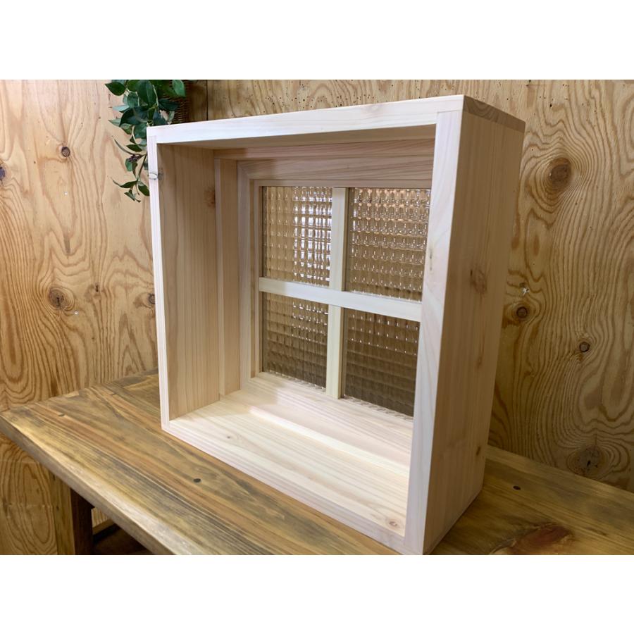 フィックス窓 クロスガラス ライトオーク 40×15×40cm 厚み3.5cm 窓枠