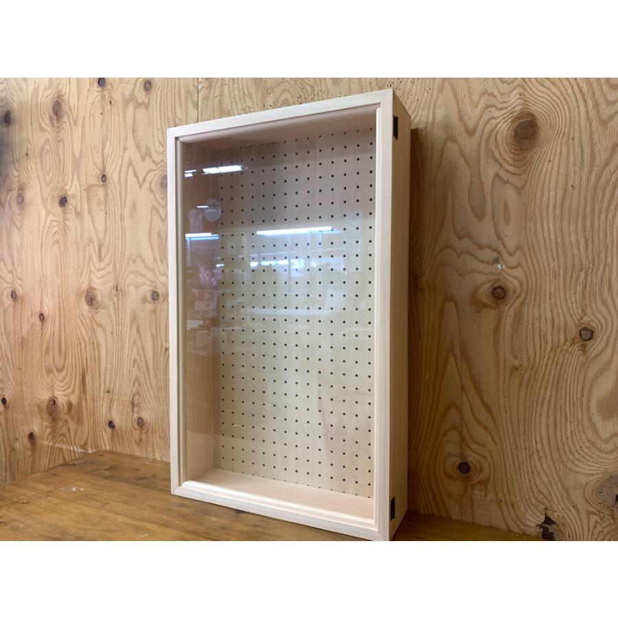 ディスプレイケース 透明ガラス ライトオーク 43×13×70cm パンチング