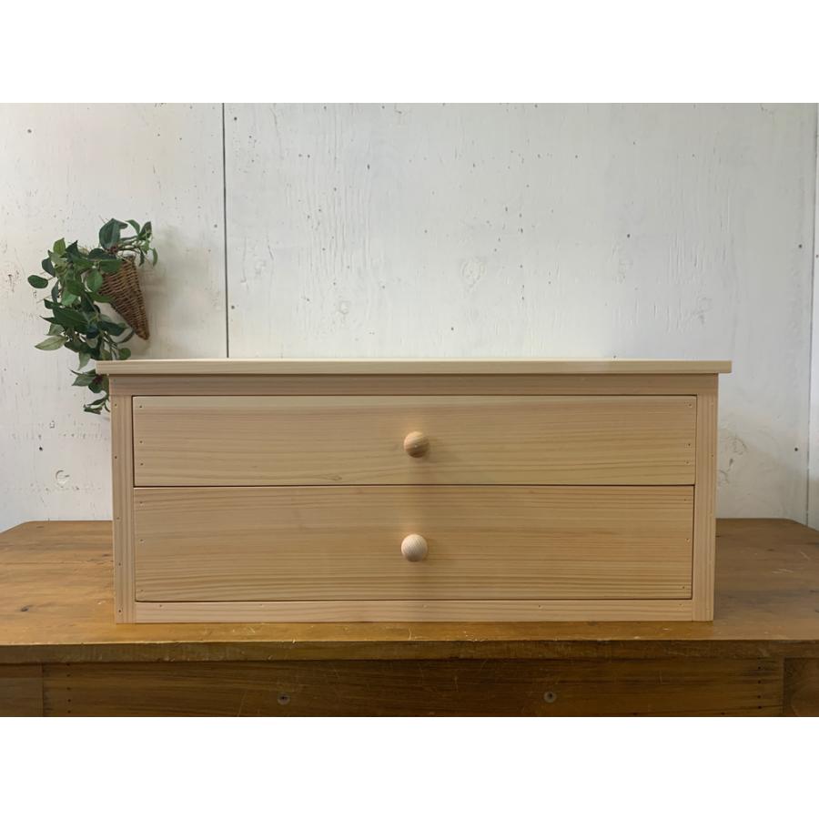 二段引き出し 木製つまみ ライトオーク 60×41.5×25cm ドロワー 