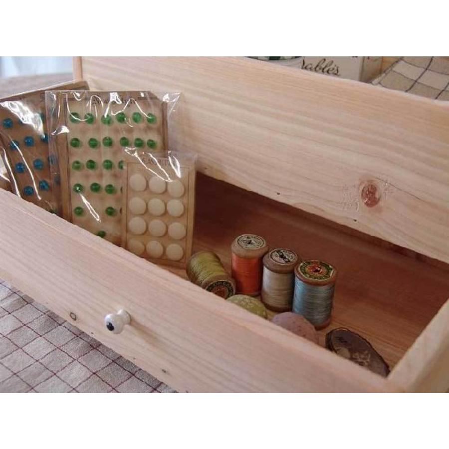 ツールボックス 工具箱 無塗装白木 37×24×30cm ソーイングボックス