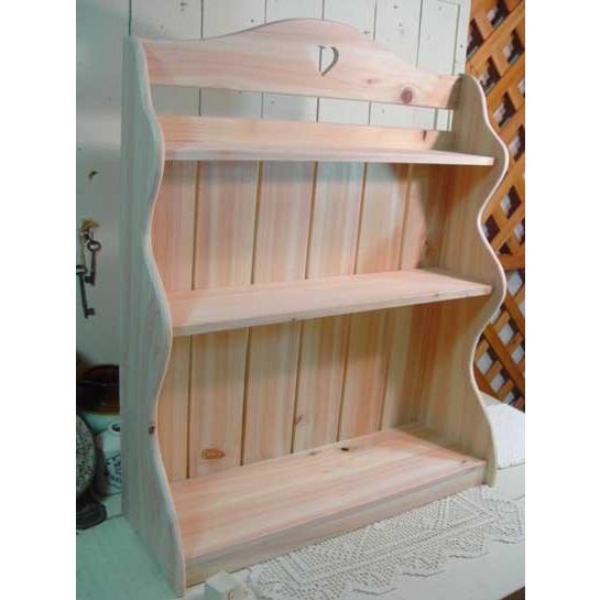 スパイスラック 木製 ひのき 三段ラック 背板つき カントリーハート 収納棚 キッチン収納 55×19×66cm 無塗装白木 受注製作