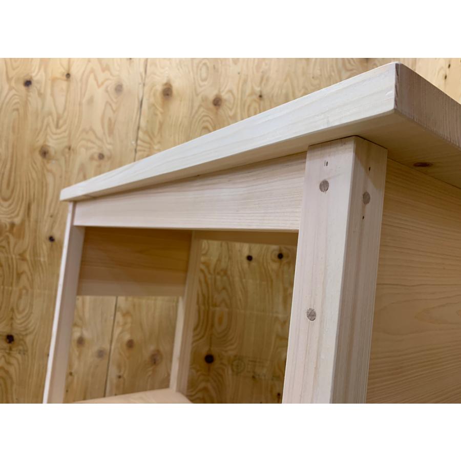 カウンターテーブル 下棚あり 95×43×83cm 無塗装白木 作業台 ヒノキ 