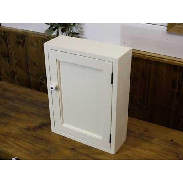 キャビネット 木製扉 アンティークホワイト 30×11×40cm ニッチ 二段棚 