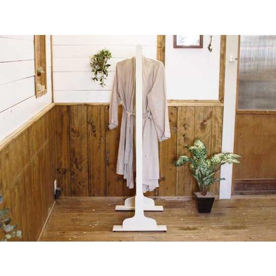 ハンガーラック アンティークホワイト w50d40h135cm シンプルハンガー