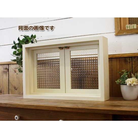 カフェ窓 木製 ひのき 室内窓 採光窓 チェッカーガラス 表面取手 北欧 