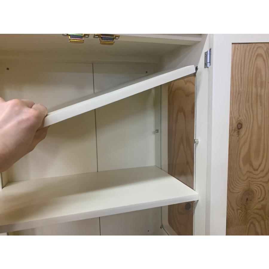 壁掛けキャビネット アンティークホワイト 40×23×51cm 透明ガラス 棚