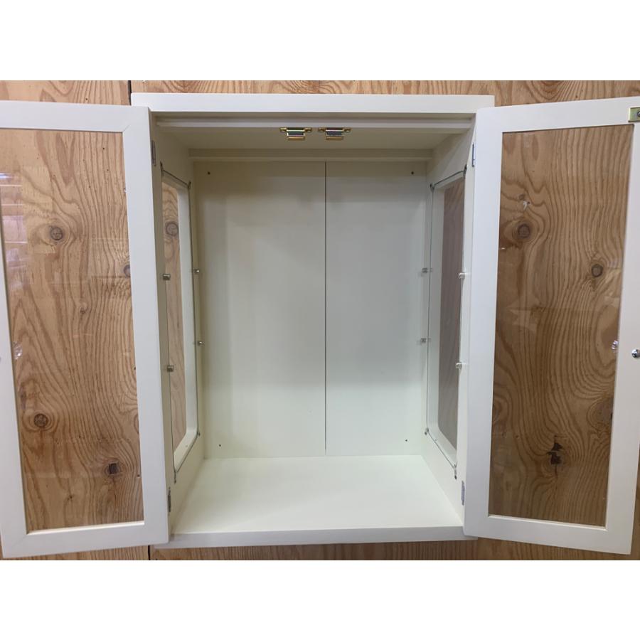 壁掛けキャビネット アンティークホワイト 40×23×51cm 透明ガラス 棚