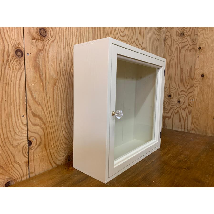 ガラスケース 内側蝶番 透明ガラス アンティークホワイト 37×13×37cm