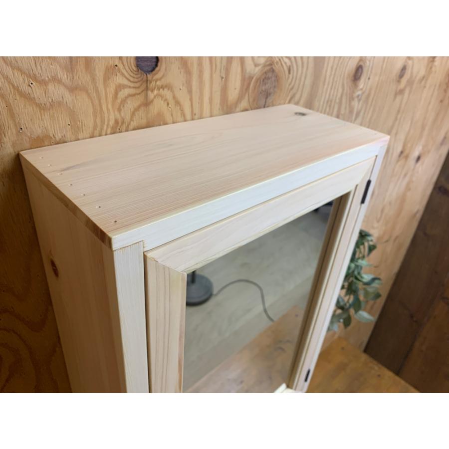 ミラーキャビネット ライトオーク w35d15h49cm 全面ミラー シェルフ