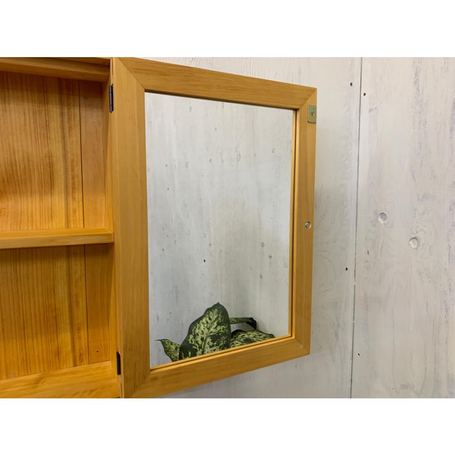 ミラーキャビネット ナチュラル 30×10×40cm 内側ミラー 木製 ひのき