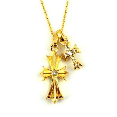 22人気特価 クロムハーツ好きに メンズネックレス ダブルゴールドクロスネックレス ビター系 18k 金 十字架 トリート アメカジ 芸能人 ブレスレット メール便での発送につき日時指定はできません 了解しました Www Fattoriabacio Com