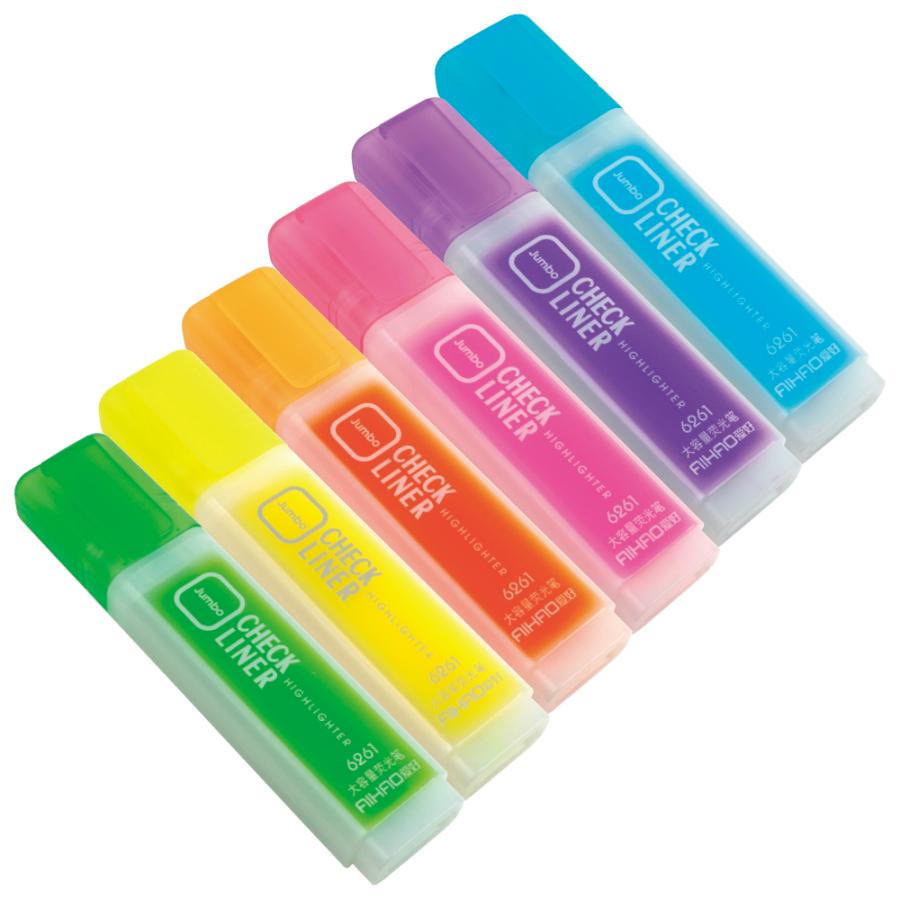 正規逆輸入品 蛍光ペン 6色セット 蛍光色 マーカー 描画 ペン 文具 オフィス 学校 チェックライナー Checkliner Highlighter Jumbo おしゃれ かわいい キュート Karolinemedeiros Com Br