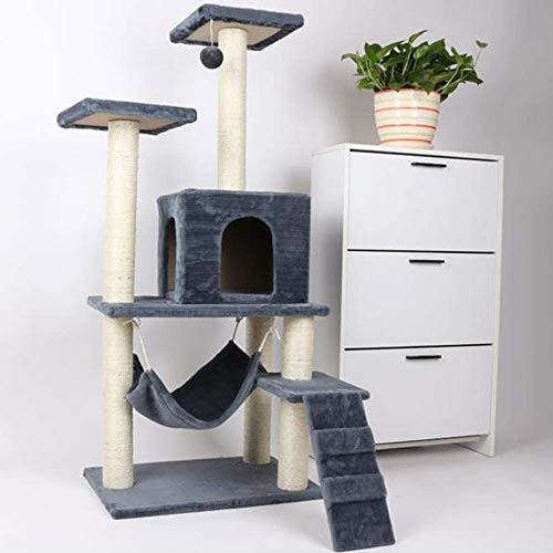 Yexin マルチレベル大猫ツリー猫家具猫プレイハウス ハンモックタワーサイザル傷ポストクライミングフレーム 活動センター家具 色 青 Khabarbani Com