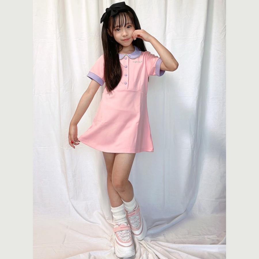 ワンピース 半袖 キッズ キャラット 子供服 ブラック ブルー ピンク