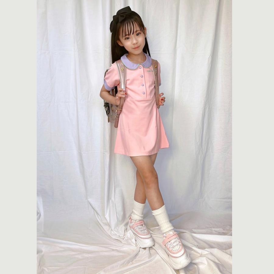 ワンピース 半袖 キッズ キャラット 子供服 ブラック ブルー ピンク