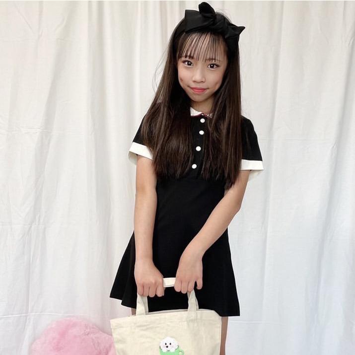 ワンピース 半袖 キッズ キャラット 子供服 ブラック ブルー ピンク