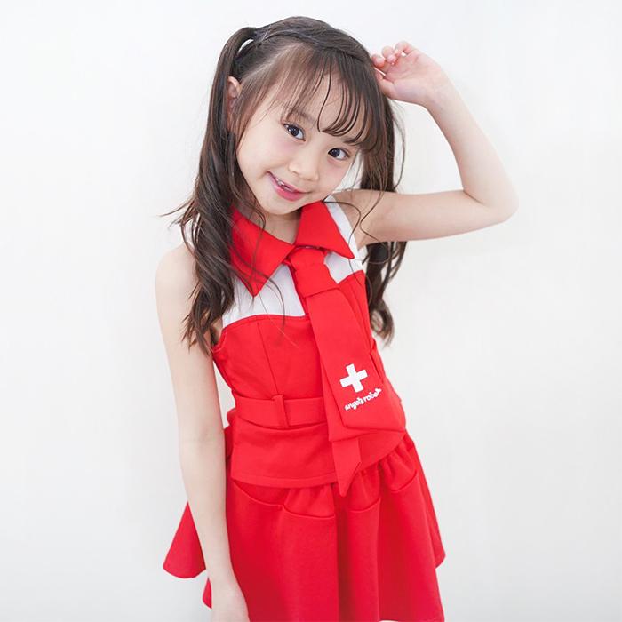 子供 ダンス 衣装 赤 130cm セットアップ 上下セット 可愛い チア KPOP 