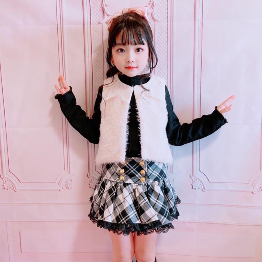 子供服 スカート キッズ チェック柄 黒 赤 ダンス衣装 子ども チェック