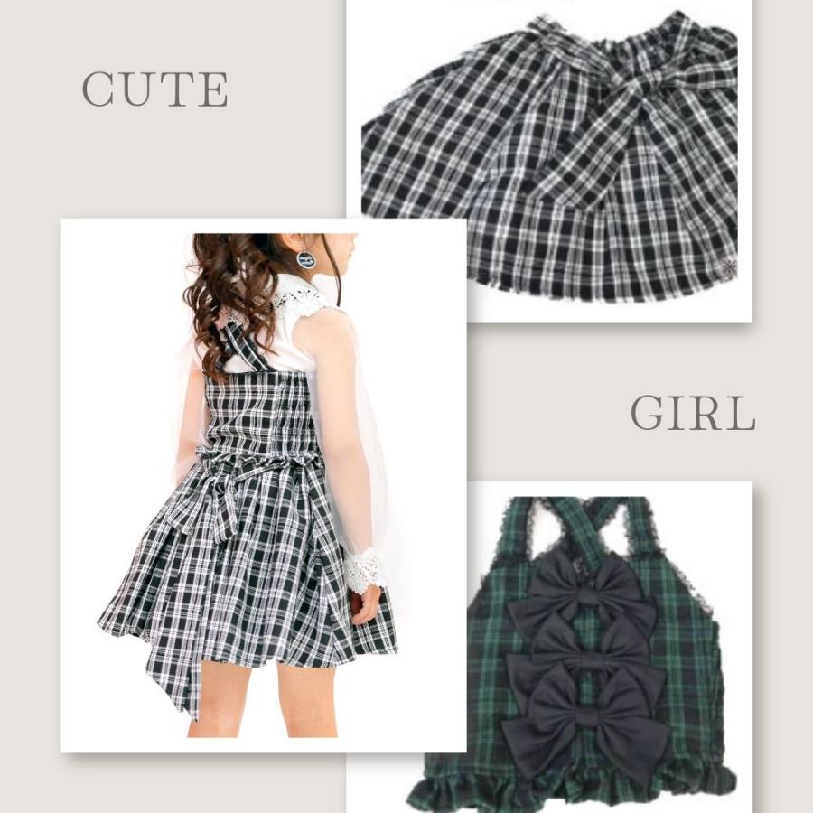 子供服 チェック柄 緑 白 子ども服 子供 キッズ セットアップ スカート