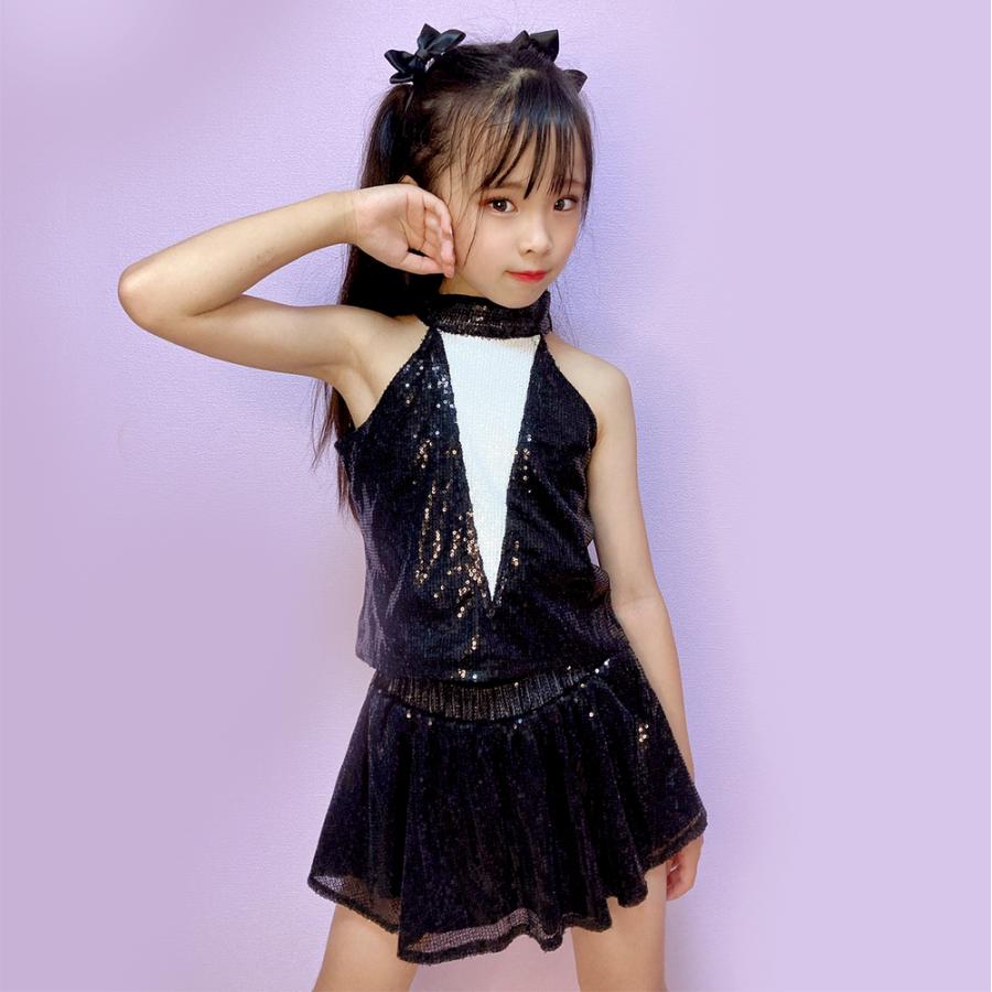 ダンス 衣装 キッズ 子供服 シークインズトップ レッド 赤