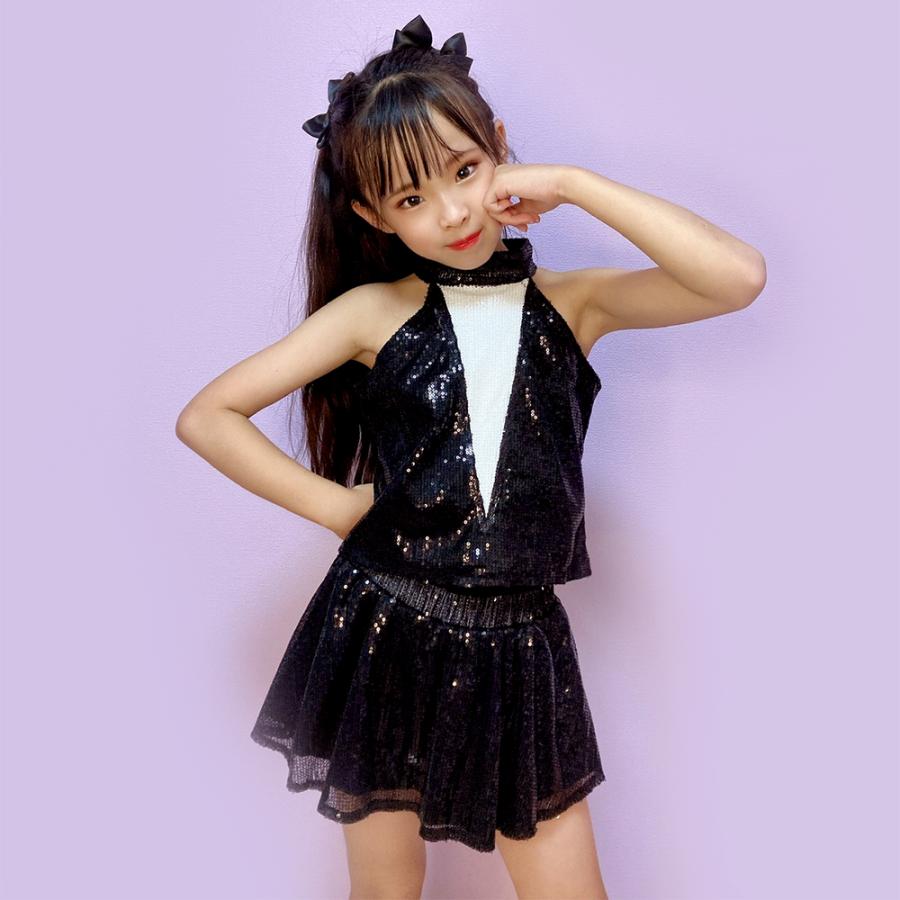 ダンス 衣装 キッズ ダンス衣装 スカート スカパン レッド 赤 ブラック
