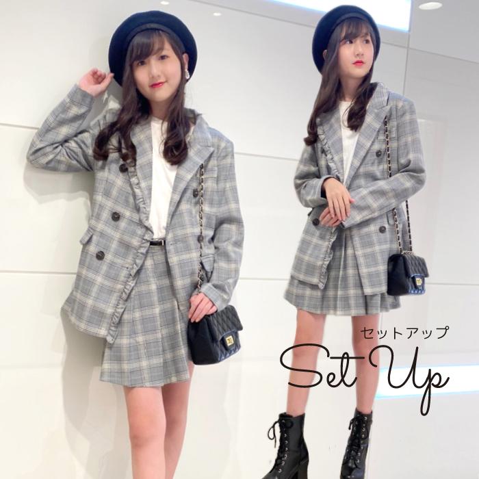 レディース 秋 冬 ジャケット プリーツスカート セットアップ インパン付き チェック グレー セットアップ 半袖 レディース 韓国 ネコポス不可 返品交換不可 Jg009 天使のドレス屋さんヤフー店 通販 Yahoo ショッピング