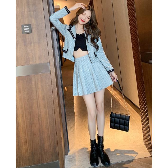100 安心保証 予約商品 ワンカラー ツイード セットアップ アイドル服 韓国ファッション 最安値に挑戦 Ariza Cheese Com