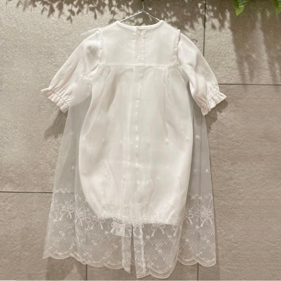ベビー セレモニードレス リボン 日本製 男の子 女の子 お宮参り 退院 新生児 赤ちゃん 洋装 孫 プレゼント 白 可愛い 出産祝い ベビー ギフトの画像