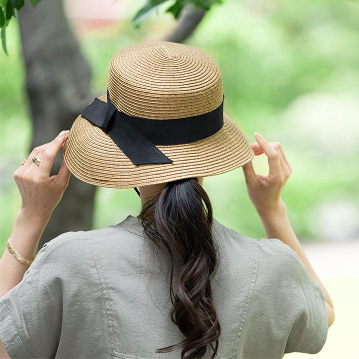 bon moment（ボンモマン） 帽子 レディース 夏 洗える 折り畳み リボン