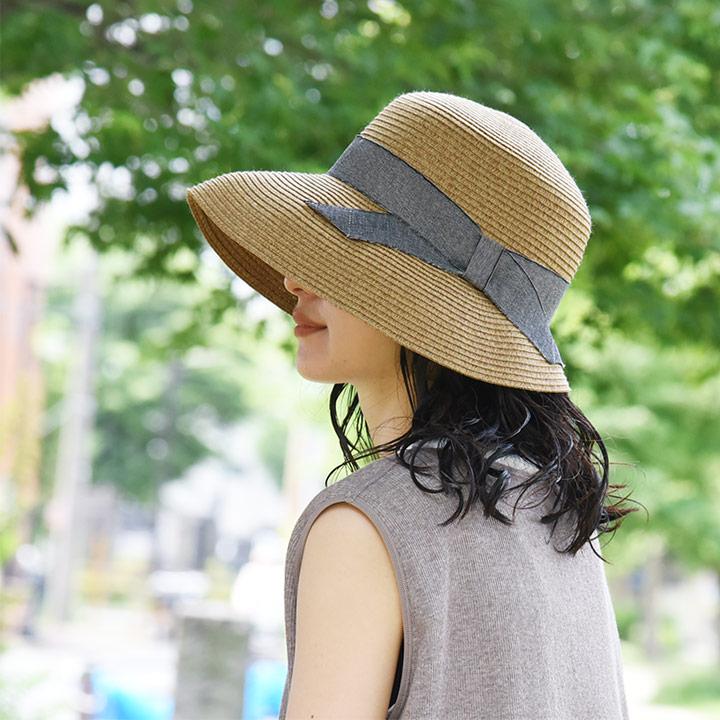 bon moment（ボンモマン） 帽子 レディース 夏 洗える 折り畳み リボン
