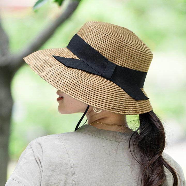 bon moment（ボンモマン） 帽子 レディース 夏 洗える 折り畳み リボン