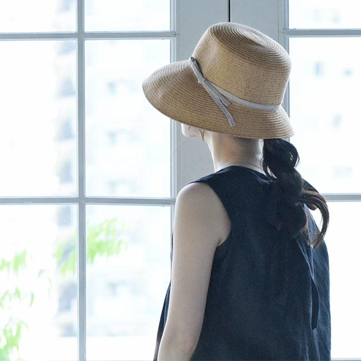 帽子 レディース 夏 洗える 折り畳み 遮光 リボンブレードハット yrh bon moment【送料無料】 | bon moment | 01