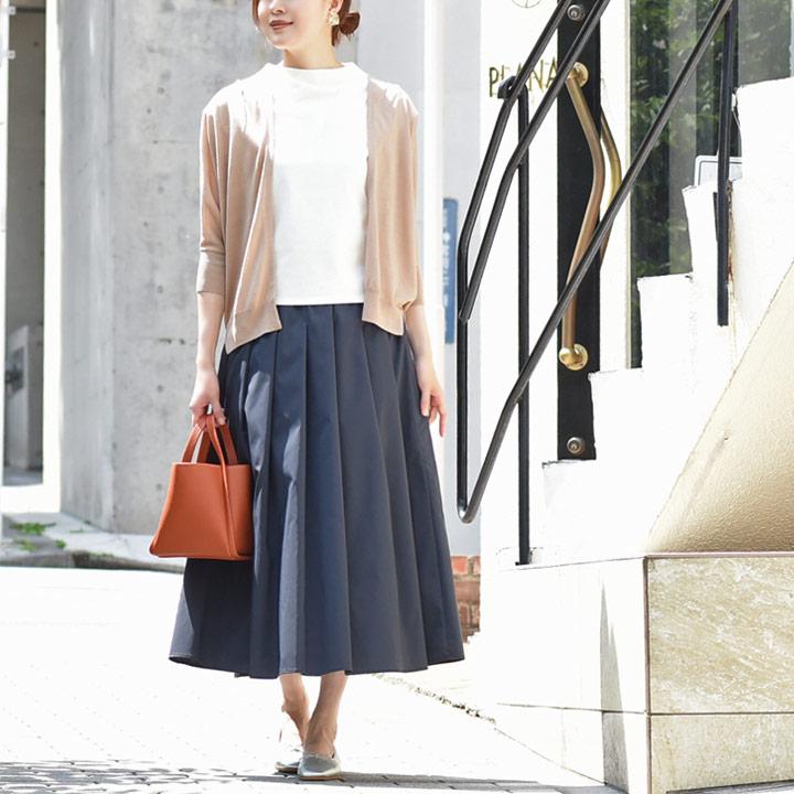 スカート ロング フレア タックプリーツ タフタスカート 撥水加工生地 Agreable アグレアーブル【雨の日】【送料無料】【2/19FMD】 | Agreable | 02