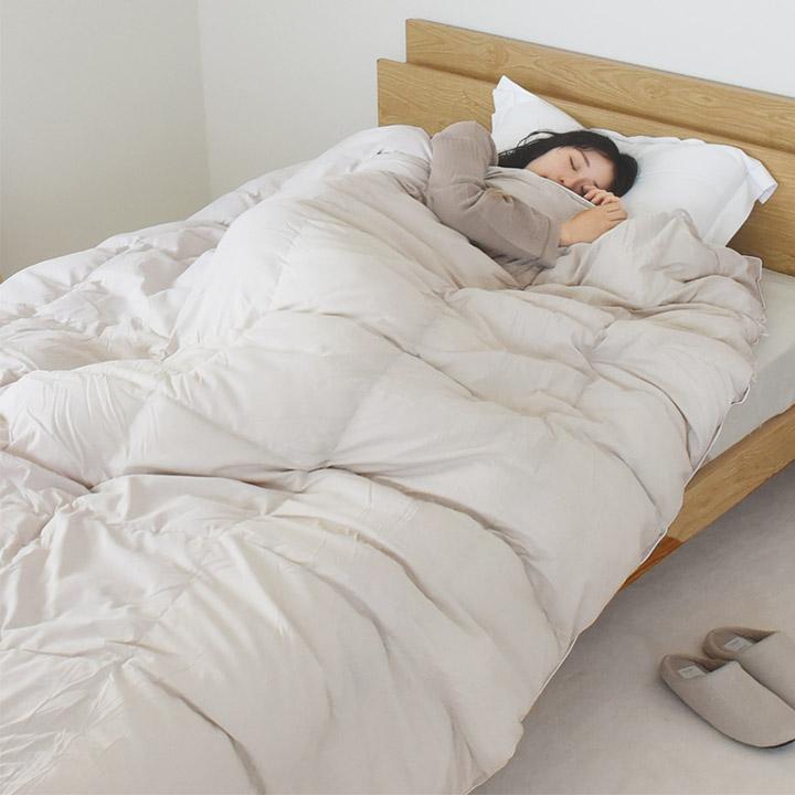 bon moment 掛け布団 ダブル 冬 洗える布団 防ダニ 羽毛級