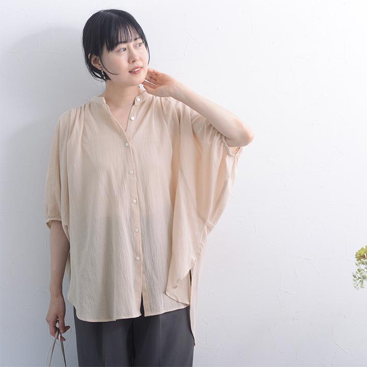 コットン ブラウス フワっと軽やか バンザイドルマンブラウス 羽織り