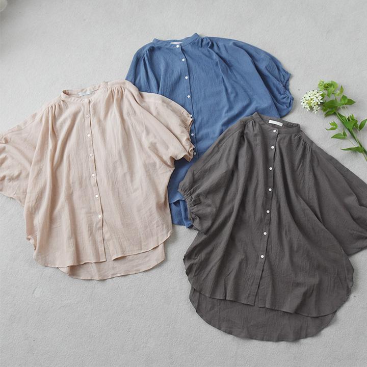 コットン ブラウス フワっと軽やか バンザイドルマンブラウス 羽織り