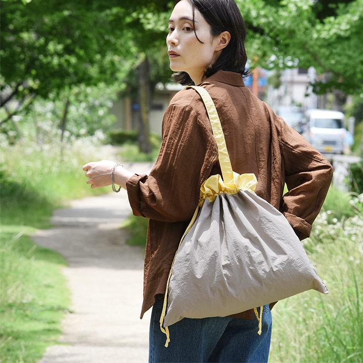 巾着バッグ 巾着ショルダーバック サブバッグ エコバッグ 折り畳み 軽量 ナイロン 撥水 おしゃれ 旅行 yrh bon moment ボンモマン | bon moment | 02
